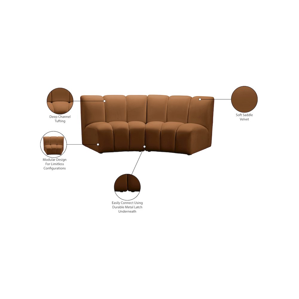 Infinity Saddle Velvet 2pc. Modular Sectional