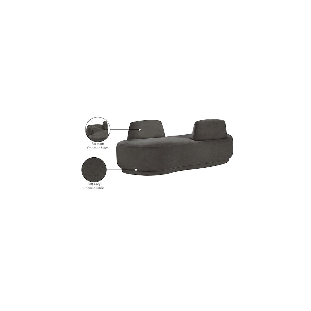 Argyle Grey Chenille Fabric Chaise/Loveseat