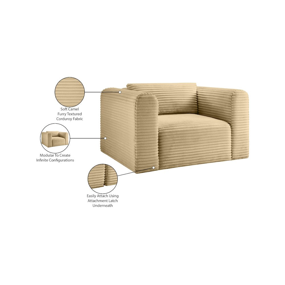 Shaggy Camel Corduroy Performance Fabric Arm Chair