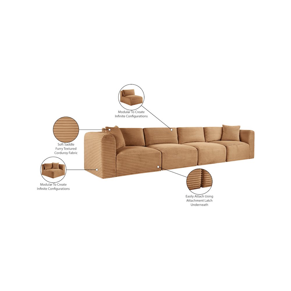 Shaggy Saddle Corduroy Performance Fabric Modular Sofa