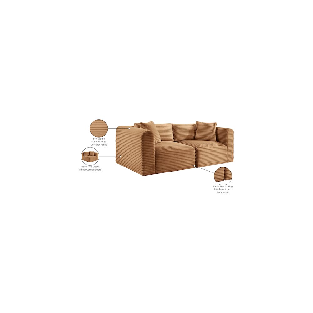 Shaggy Saddle Corduroy Performance Fabric Modular Sofa