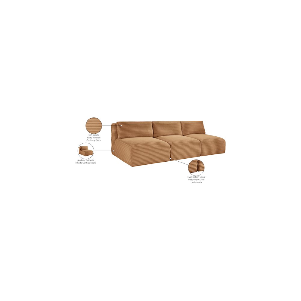 Shaggy Saddle Corduroy Performance Fabric Modular Sofa