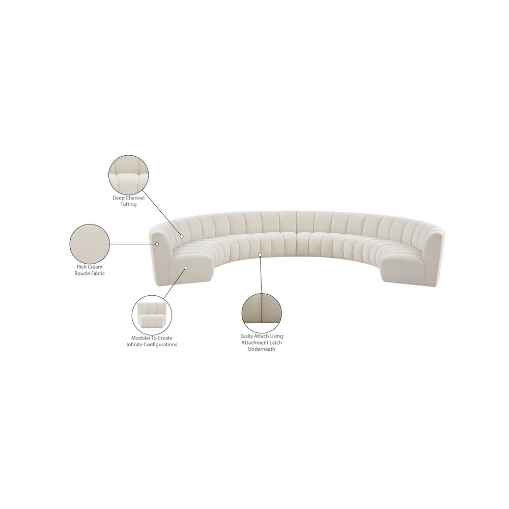 Infinity Cream Boucle Fabric 8pc. Modular Sectional