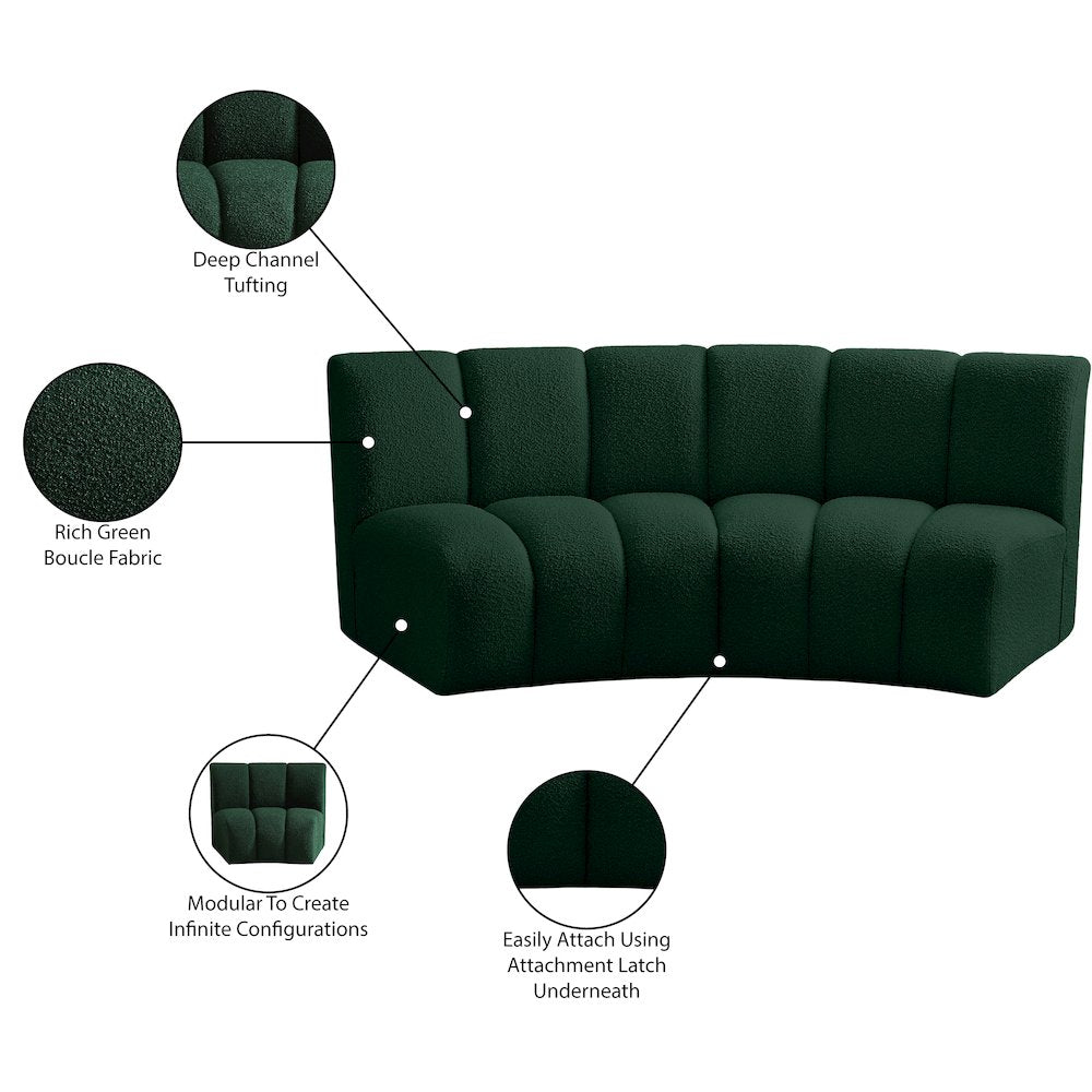 Infinity Green Boucle Fabric 2pc. Modular Sectional