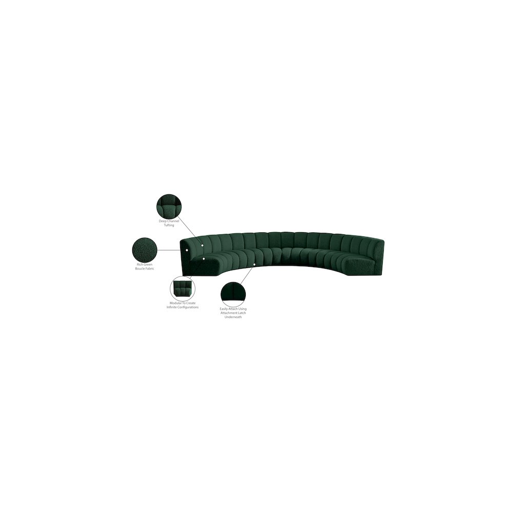 Infinity Green Boucle Fabric 6pc. Modular Sectional