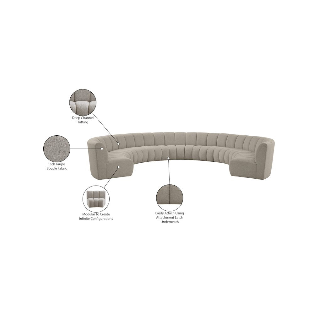 Infinity Brown Boucle Fabric 9pc. Modular Sectional
