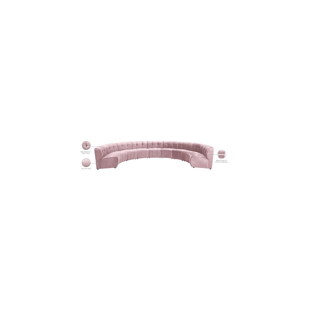 Limitless Pink Velvet 9pc. Modular Sectional