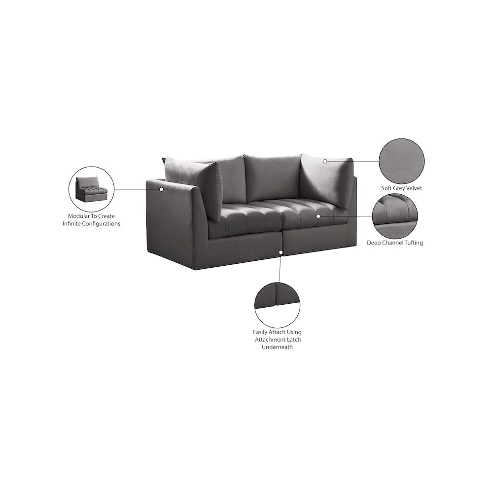 Jacob Grey Velvet Modular Sofa