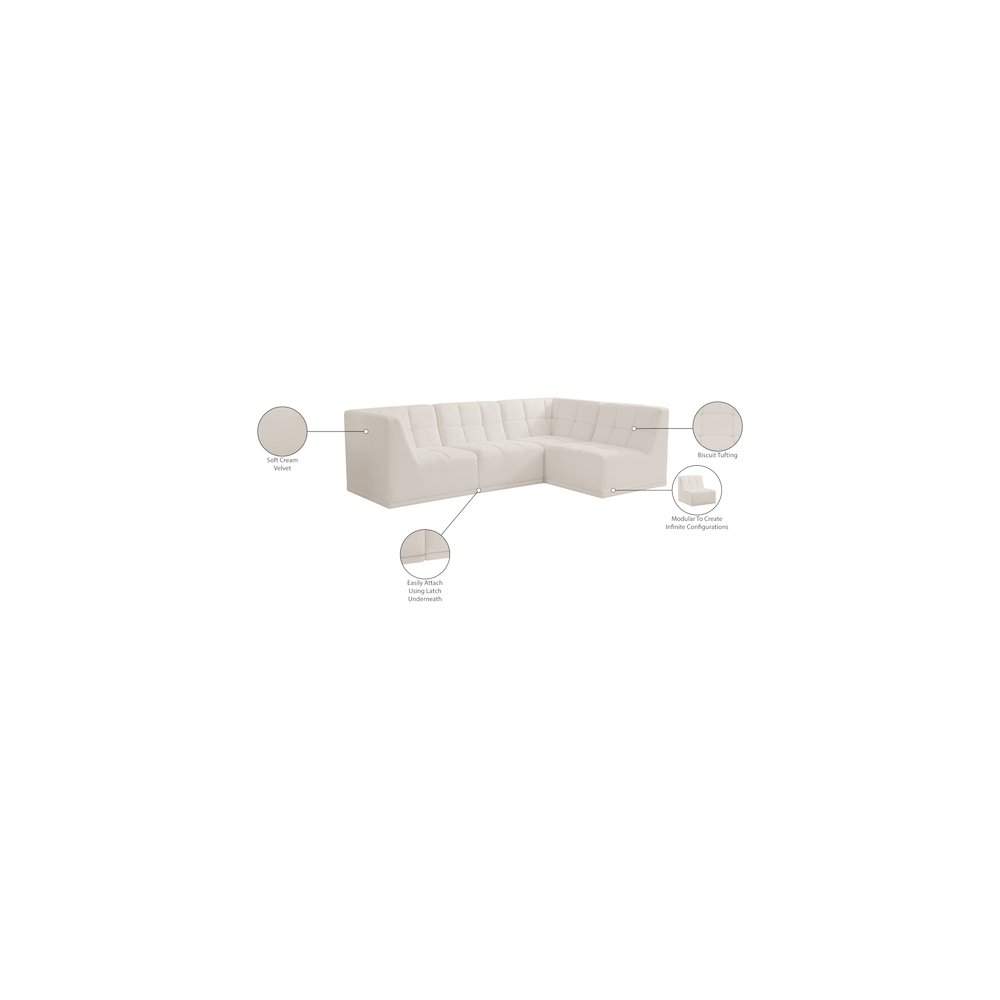 Relax Cream Velvet Modular Sectional
