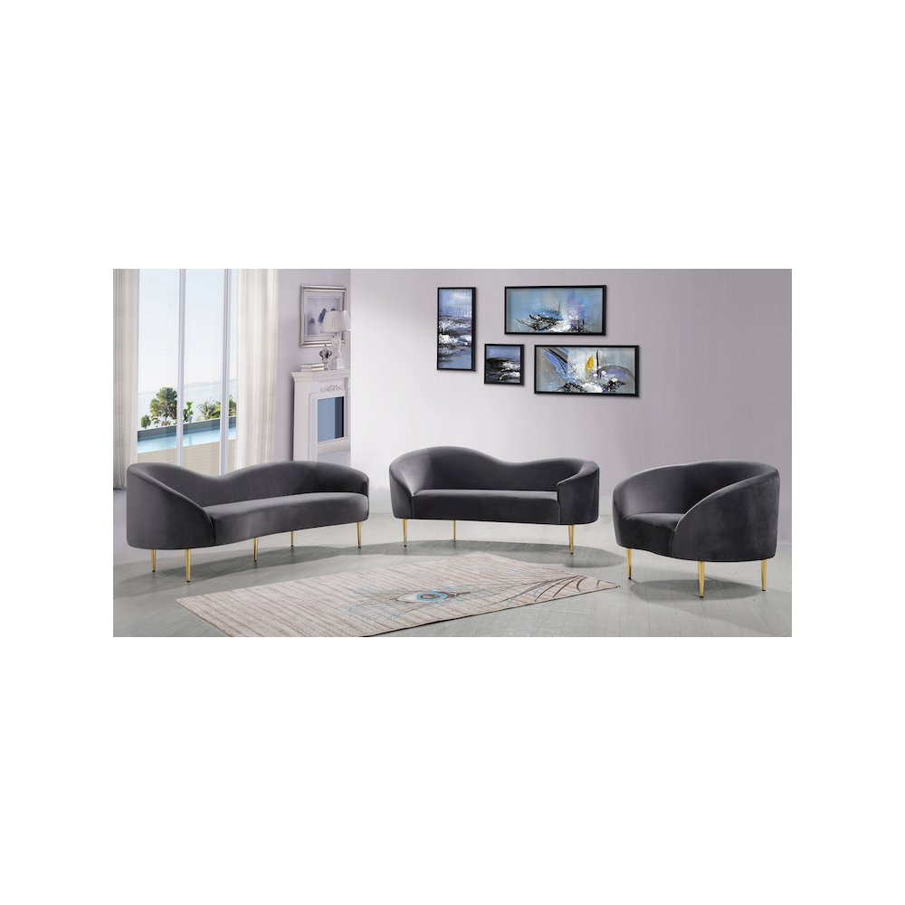 Ritz Grey Velvet Loveseat
