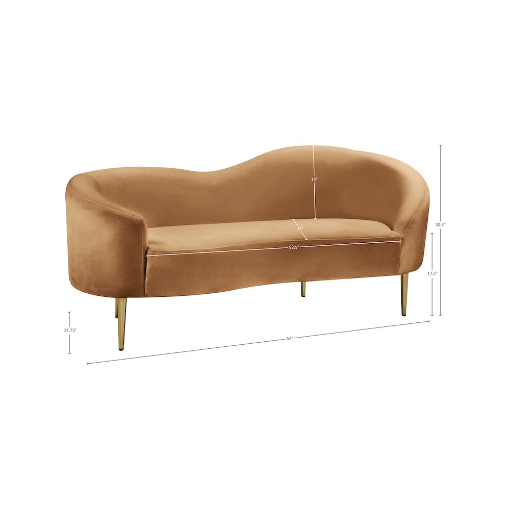 Ritz Saddle Velvet Loveseat