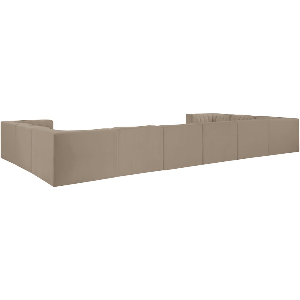 Rummi Beige Velvet Performance Fabric Upholstered 10pc. Modular Sectional