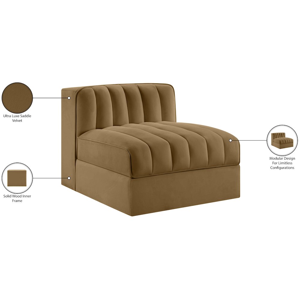 Rummi Saddle Velvet Performance Fabric Upholstered Modular Chair