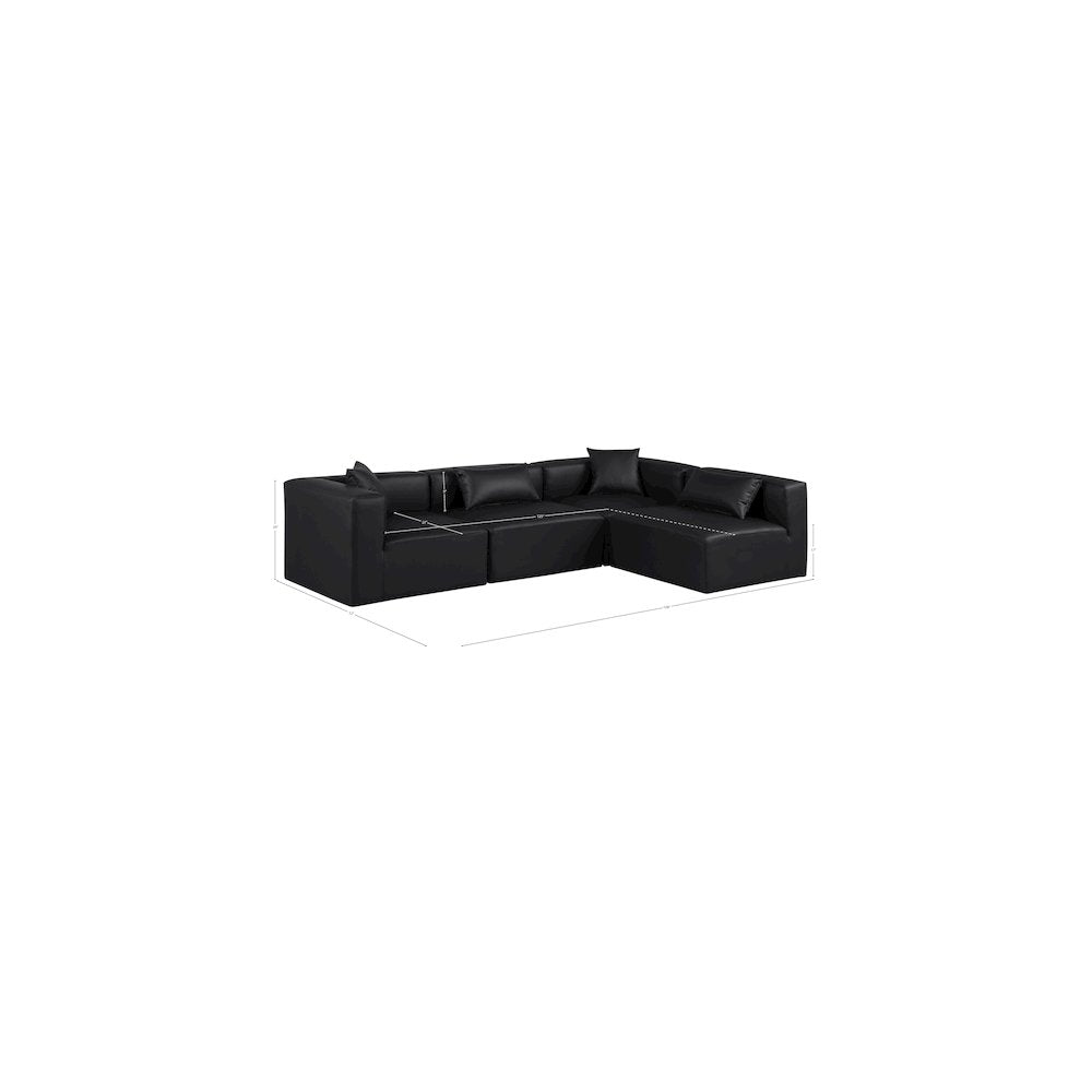 Cube Black Vegan Leather Modular Sectional