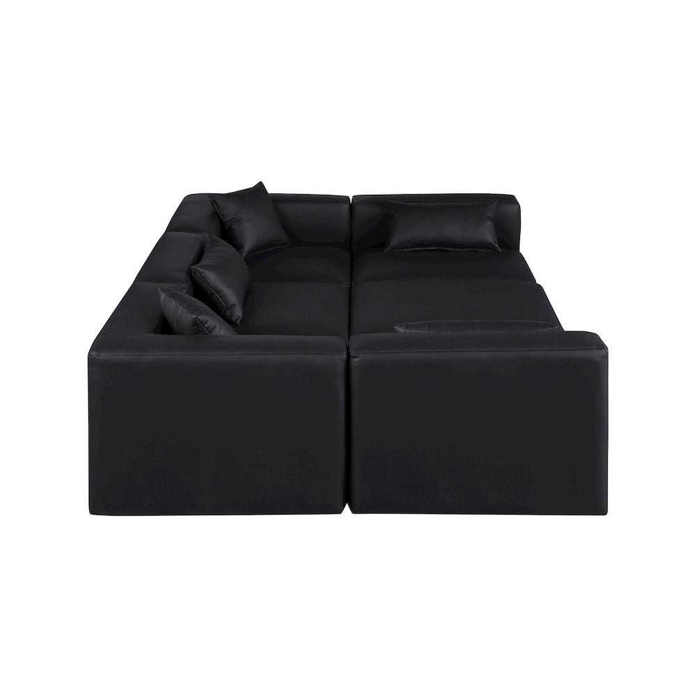 Cube Black Vegan Leather Modular Sectional