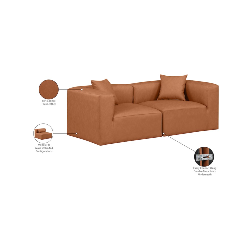 Cube Cognac Vegan Leather Modular Sofa