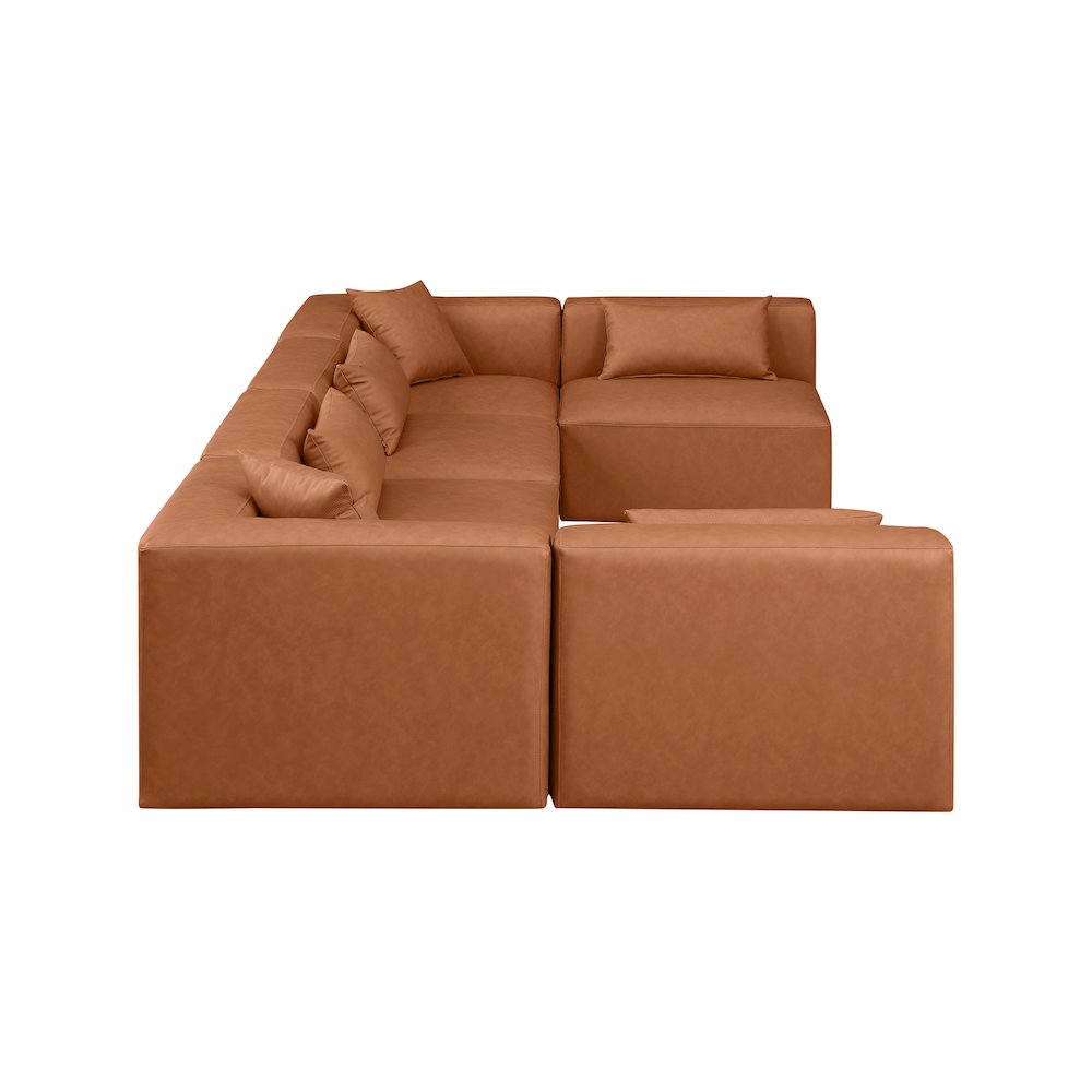 Cube Cognac Vegan Leather Modular Sectional