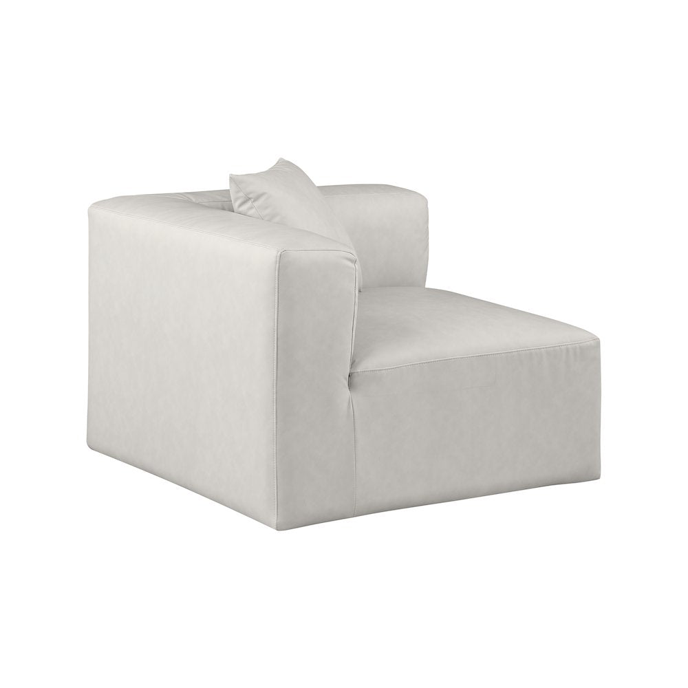 Cube Cream Vegan Leather Corner Chair