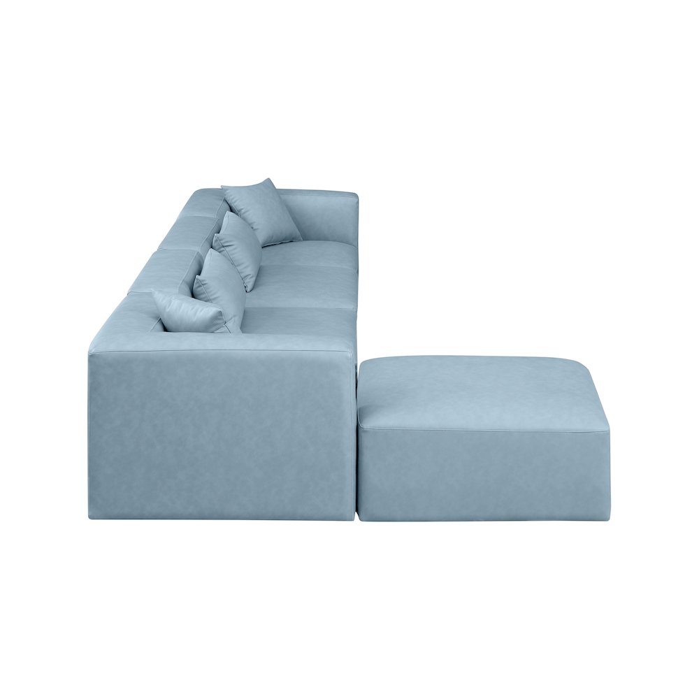 Cube Light Blue Vegan Leather Modular Sectional
