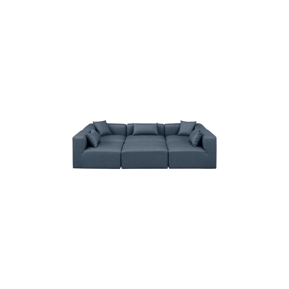 Cube Navy Blue Vegan Leather Modular Sectional