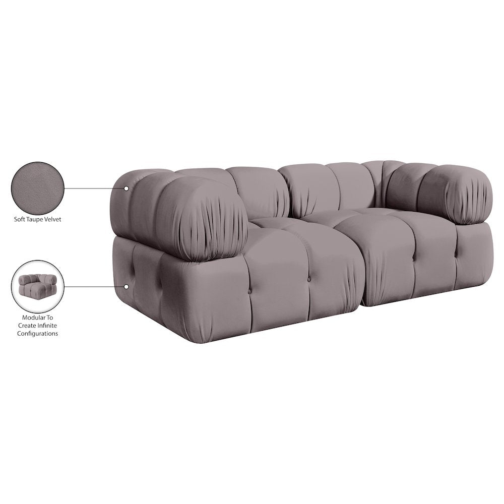 Orin Taupe Velvet Performance Fabric Upholstered 2 pc. Modular Sofa