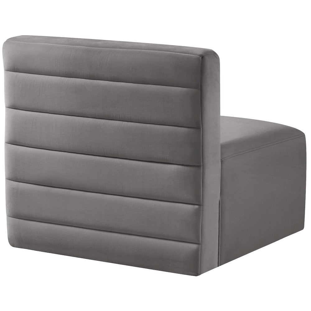 Quincy Grey Velvet Modular Armless Chair