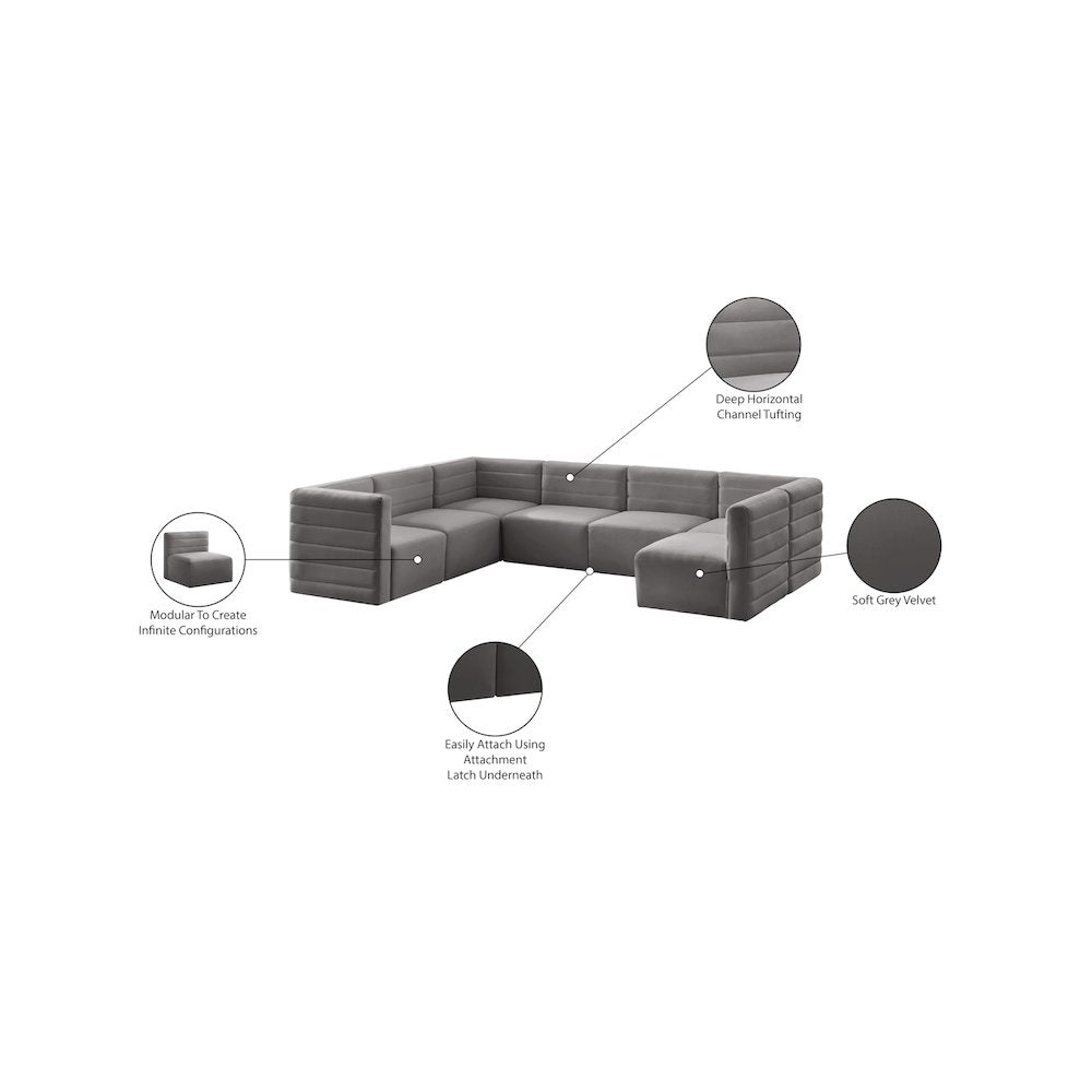 Quincy Grey Velvet Modular Sectional