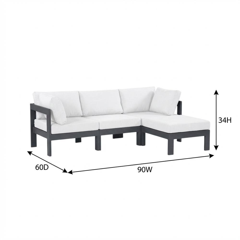 White Fabric Outdoor Patio Modular Sectional With Contemporary Style