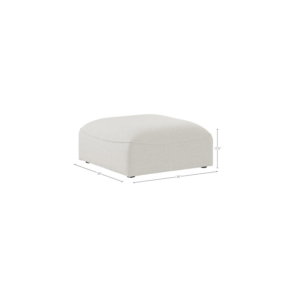 Miramar Cream Durable Linen Textured Ottoman