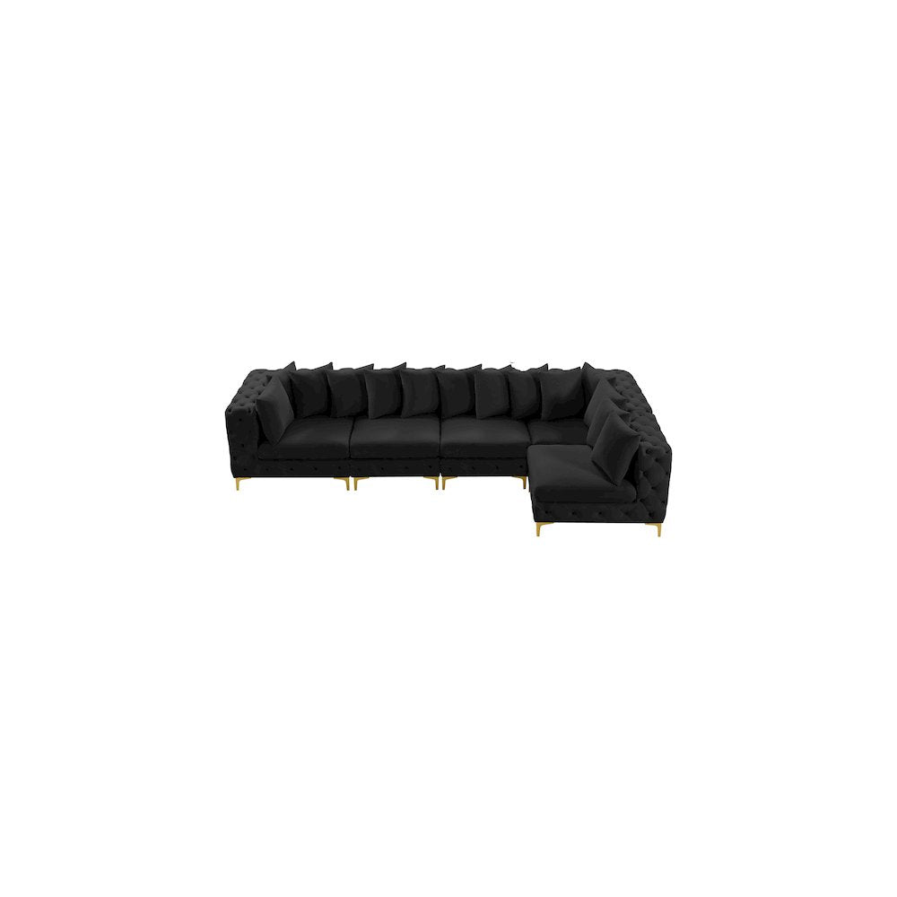 Tremblay Black Velvet Modular Sectional