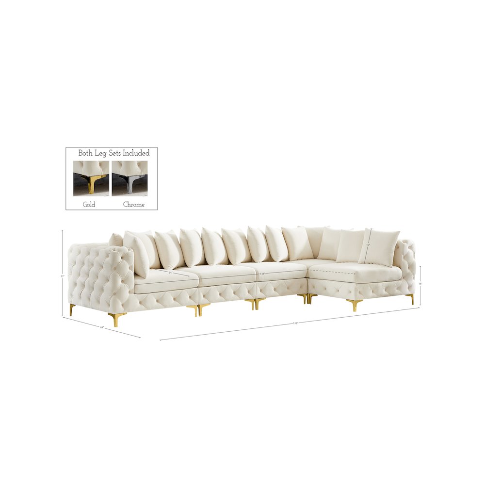 Tremblay Cream Velvet Modular Sectional