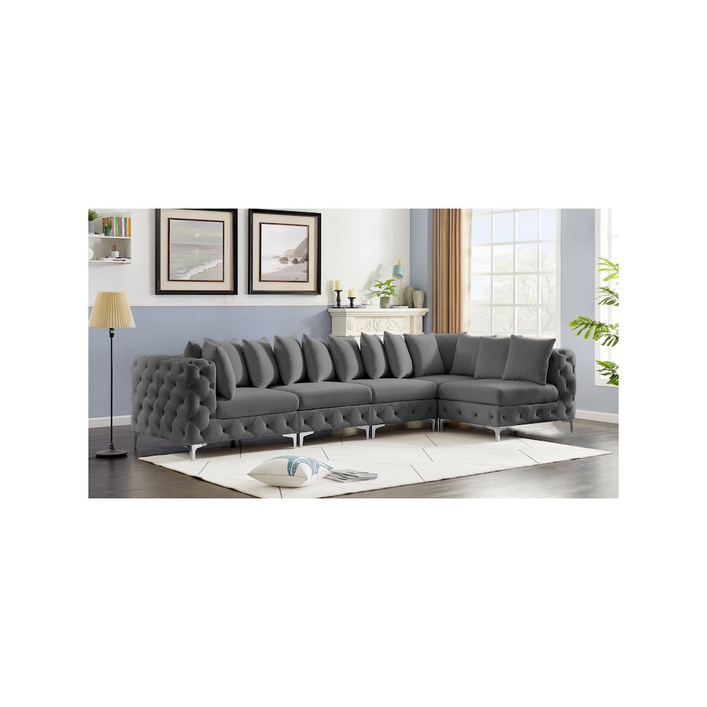 Tremblay Grey Velvet Modular Sectional