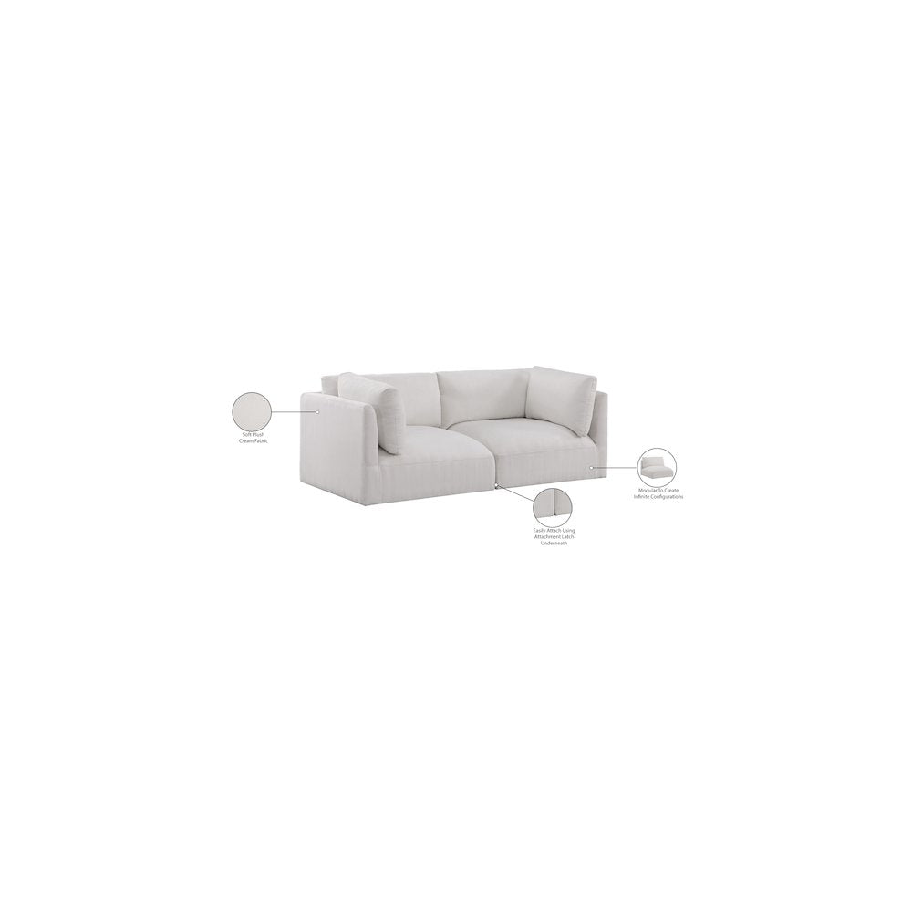 Ease Cream Polyester Fabric Modular Sofa
