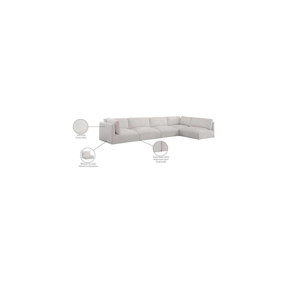 Ease Cream Polyester Fabric Modular Sectional