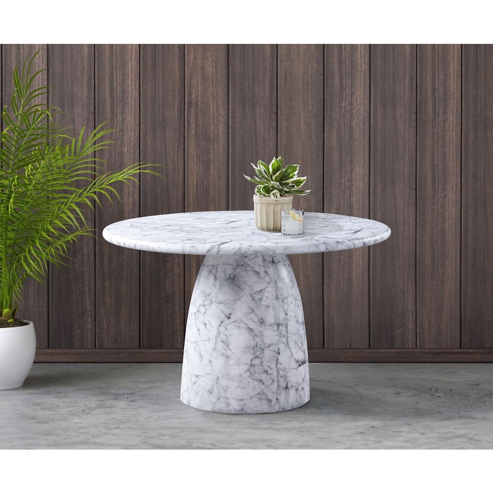 Cosenza White 48.5" Marble Finish Concrete Dining Table
