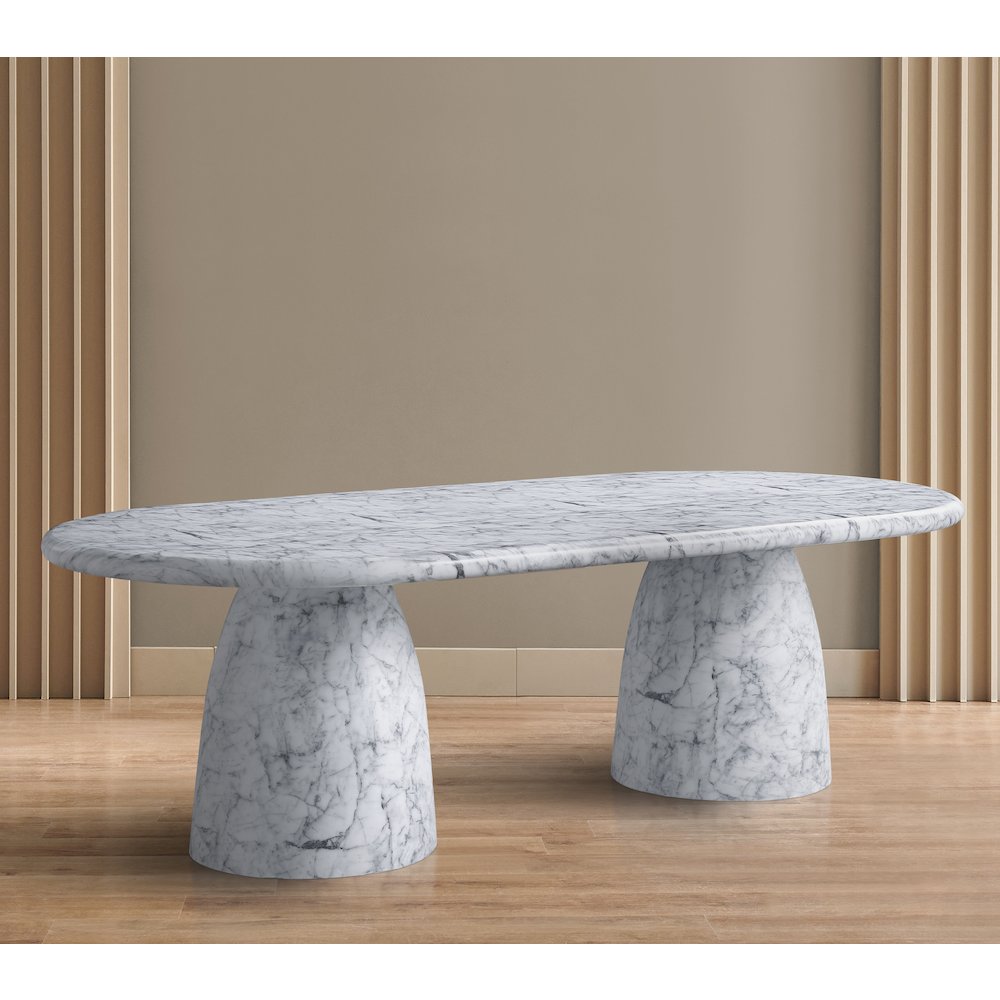 Cosenza White 96" Marble Finish Concrete Dining Table