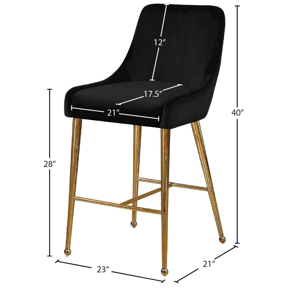 Owen Black Velvet Stool, Set of 2