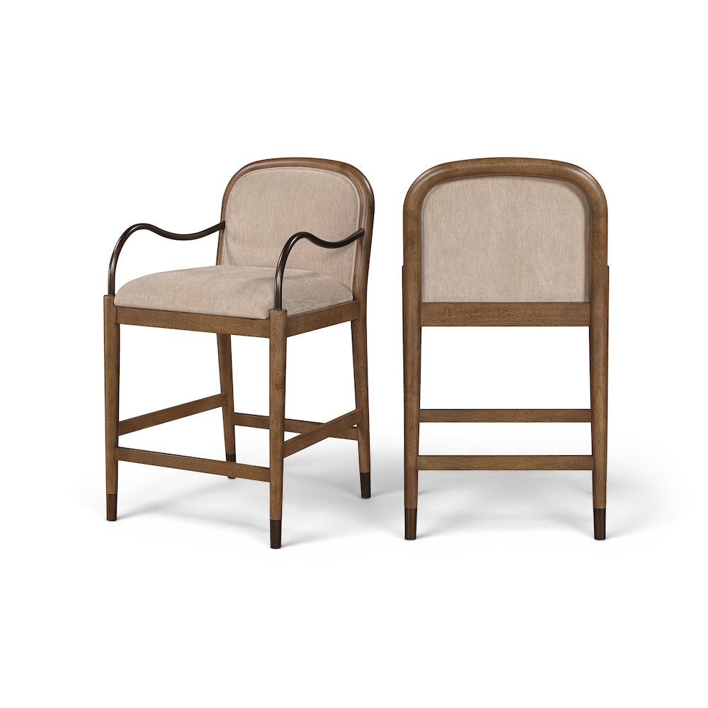 Cambria Beige Fabric Upholstered Counter Stool