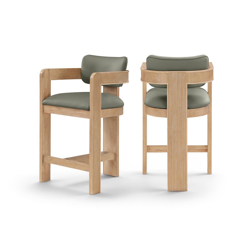 Sacha Olive Vegan Leather Upholstered Counter Stool