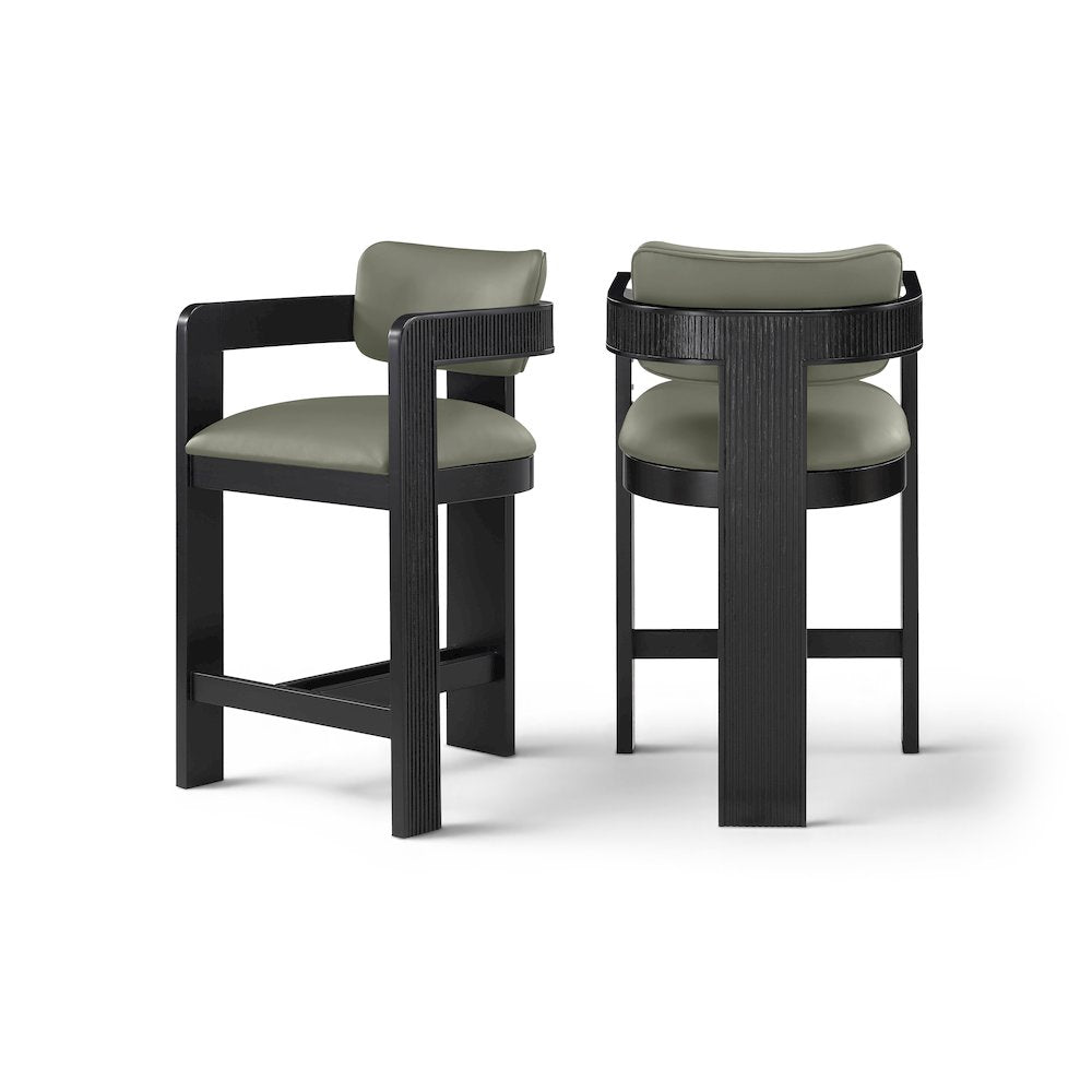 Sacha Olive Vegan Leather Upholstered Counter Stool