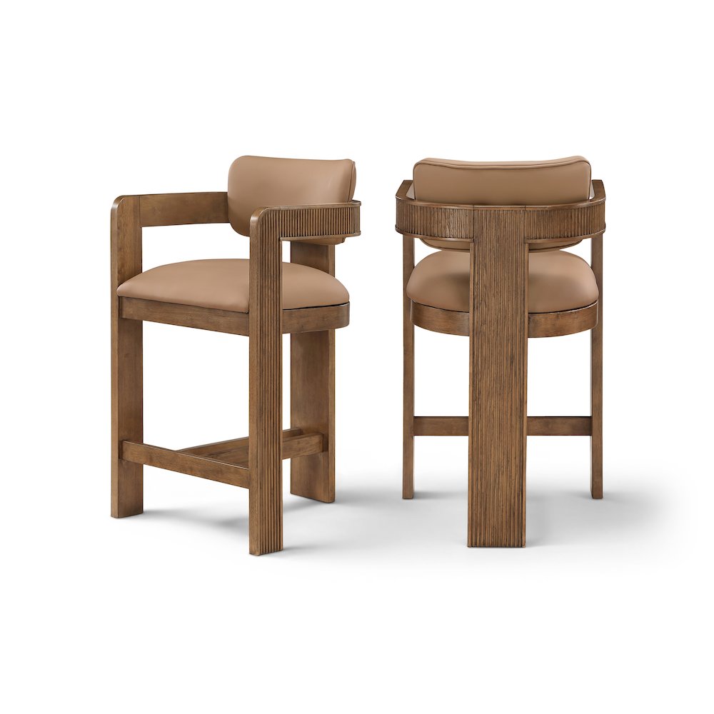 Sacha Tan Vegan Leather Upholstered Counter Stool
