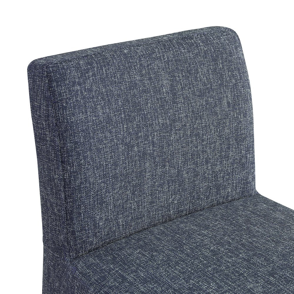 Gramercy Blue Linen Textured Fabric Stool