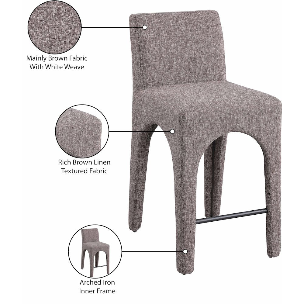 Gramercy Brown Linen Textured Fabric Stool