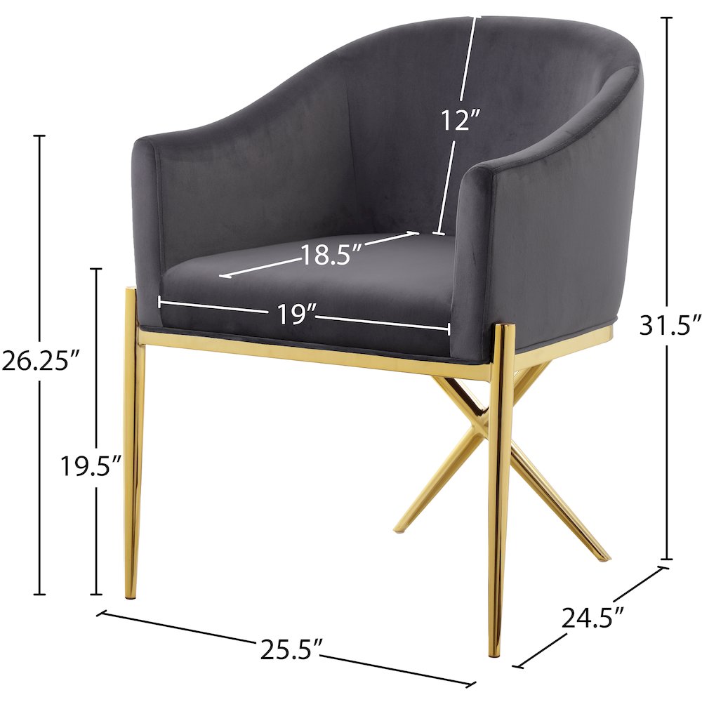 Xavier Grey Velvet Dining Chair