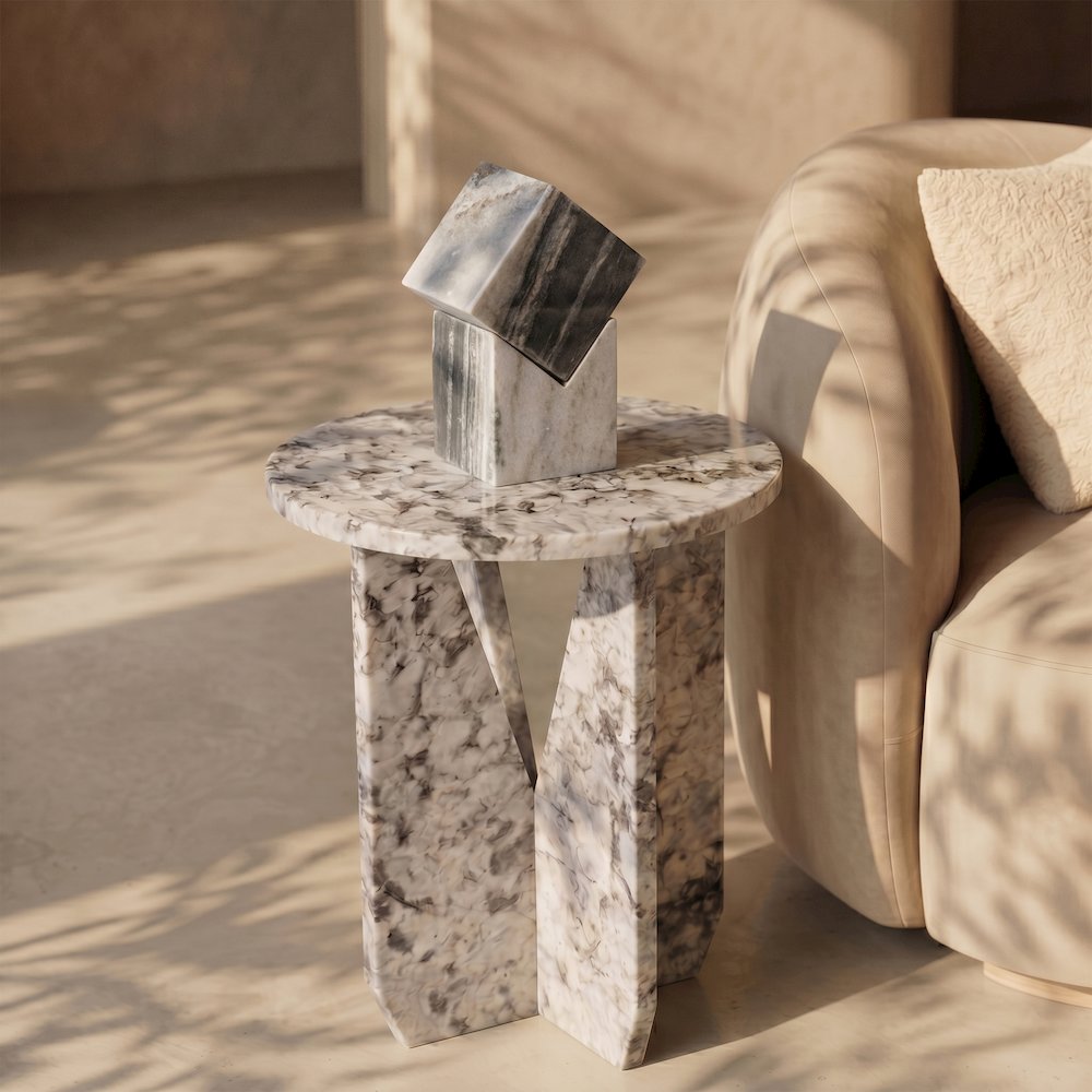 Alba Alaska Genuine Marble End / Side Table