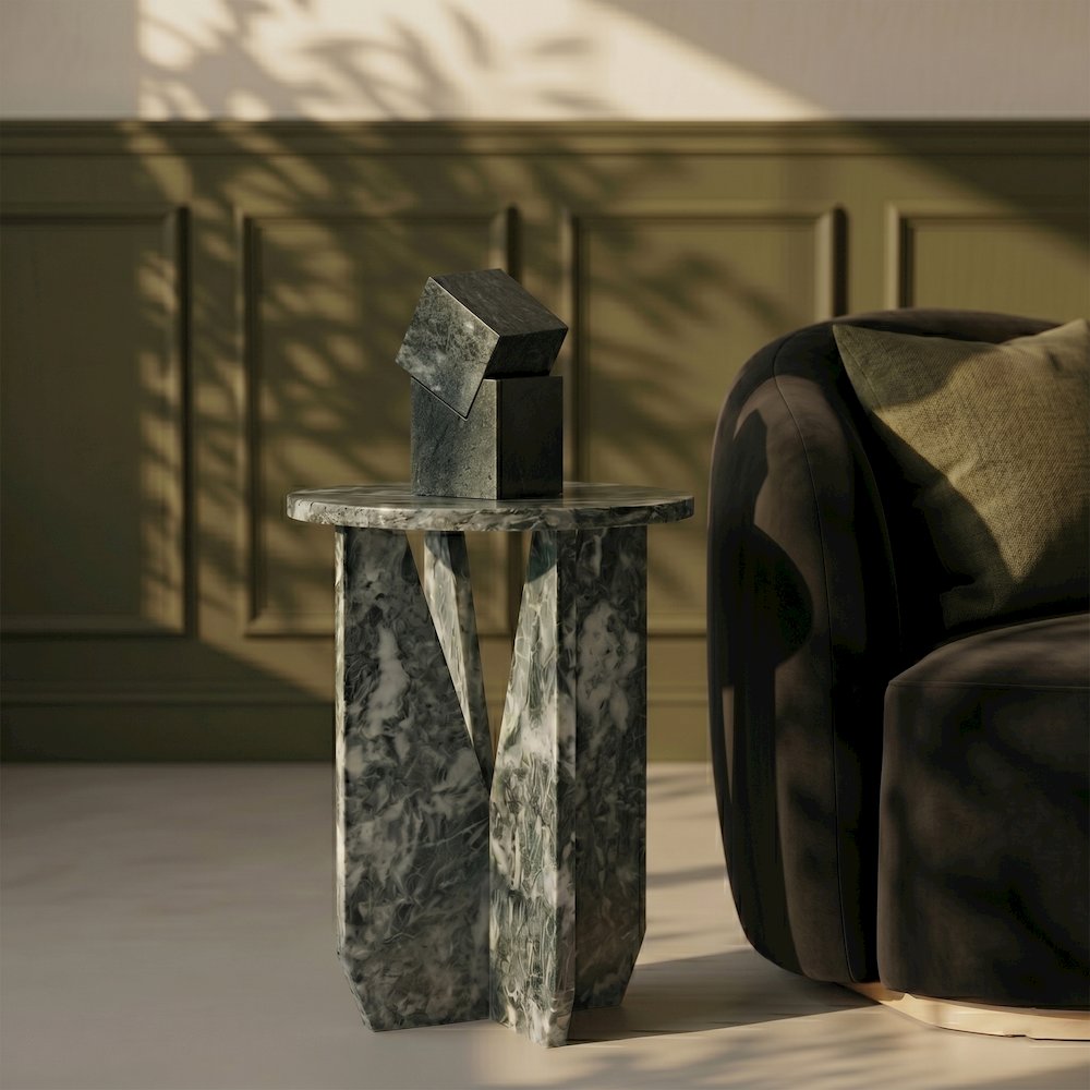 Alba Green Genuine Marble End / Side Table