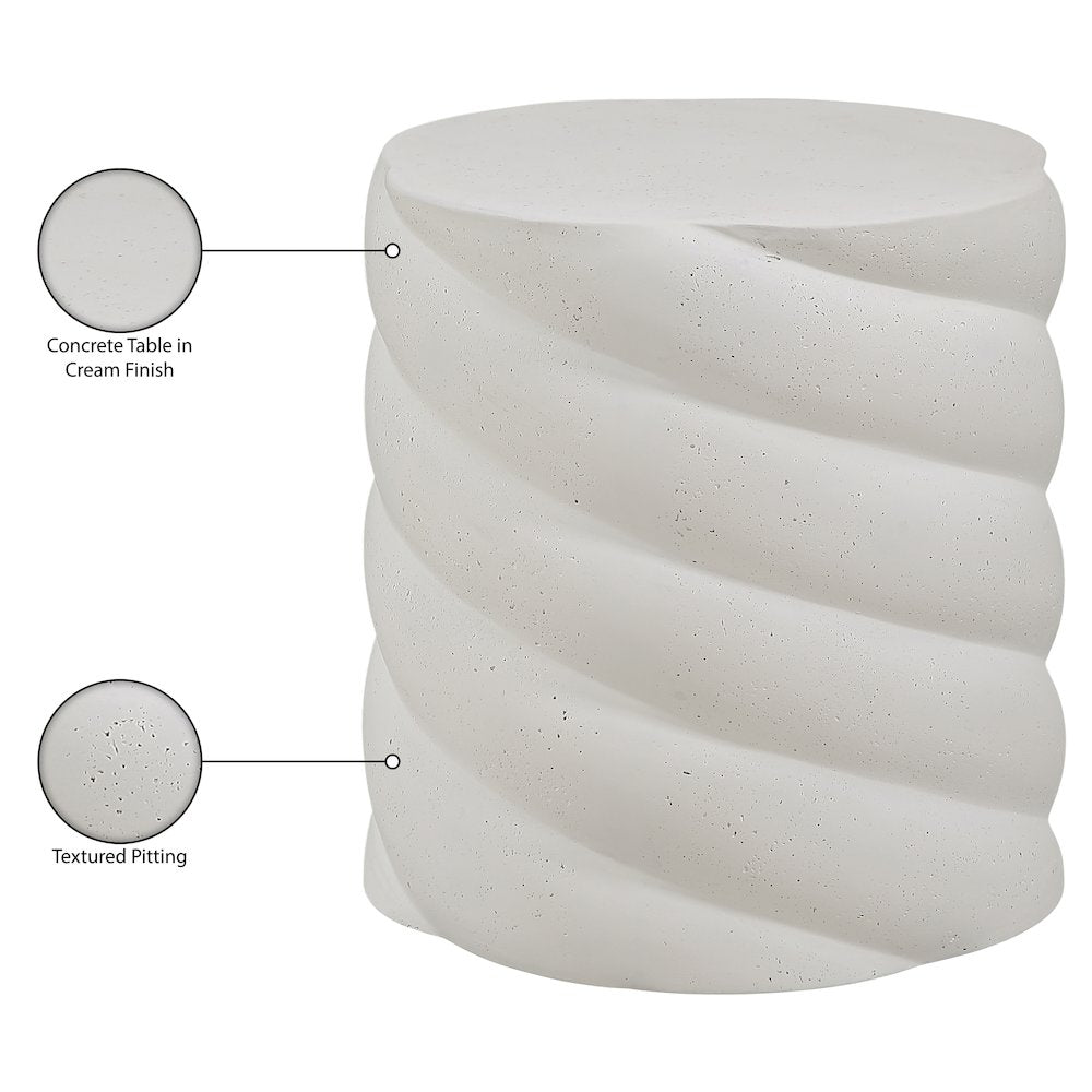 Marmet Cream Concrete Indoor / Outdoor End / Side Table