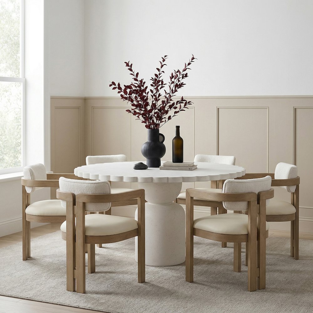 Petalia 54" Cream Concrete Indoor / Outdoor Dining Table