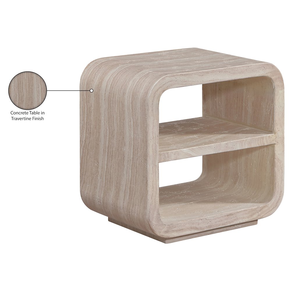 Calix Travertine Concrete Indoor / Outdoor End / Side Table