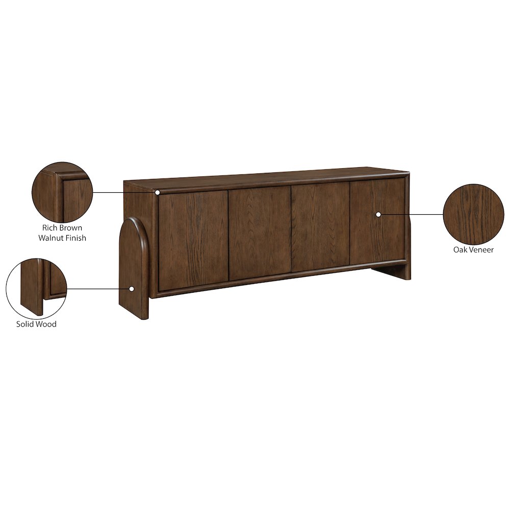 Elanor Brown Oak Veneer Rubberwood Sideboard/Buffet